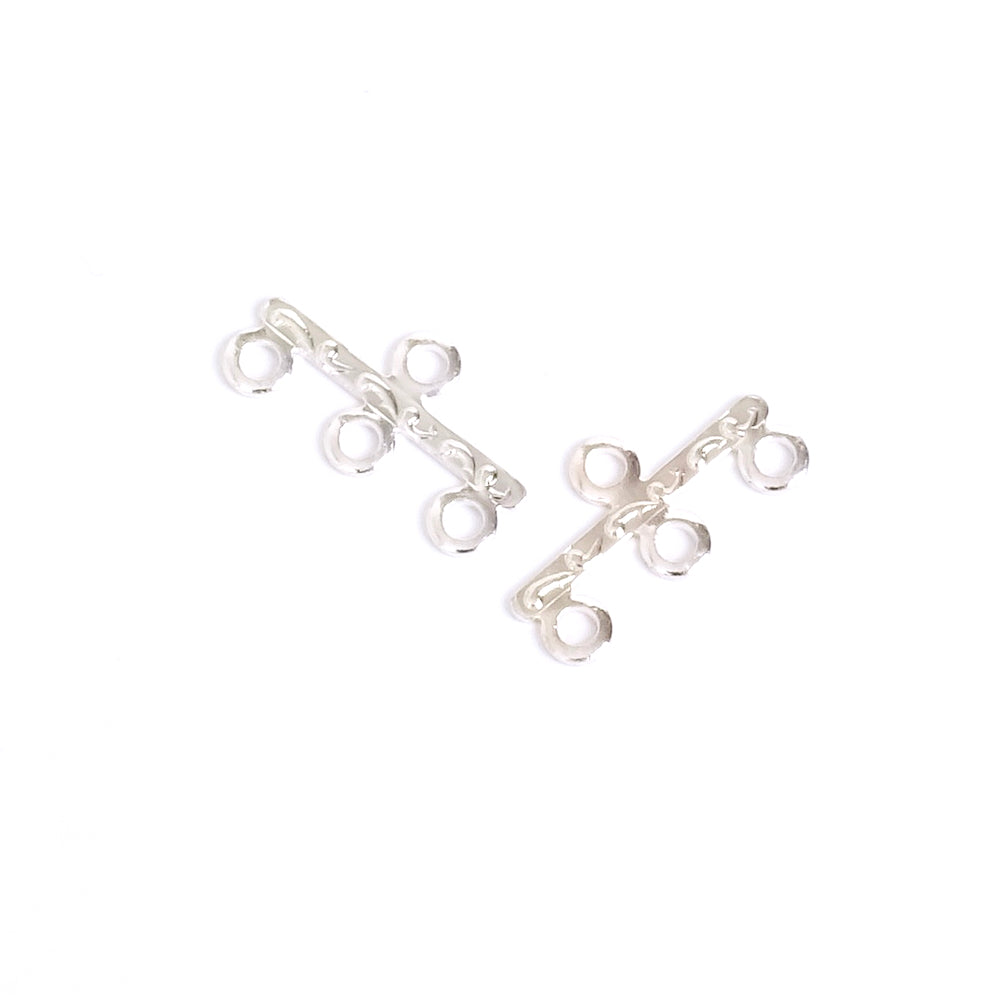 4 multi-strand 3-ring connectors in 925 silver-plated brass Premium