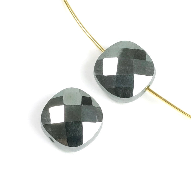 Natural Hematite 10mm Square Cushion Cut Pearl