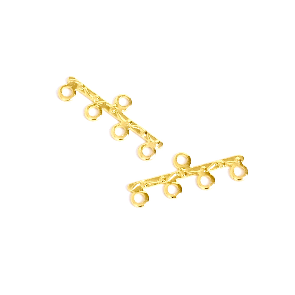 4 multi-strand 4-ring connectors in 24K gold-plated brass