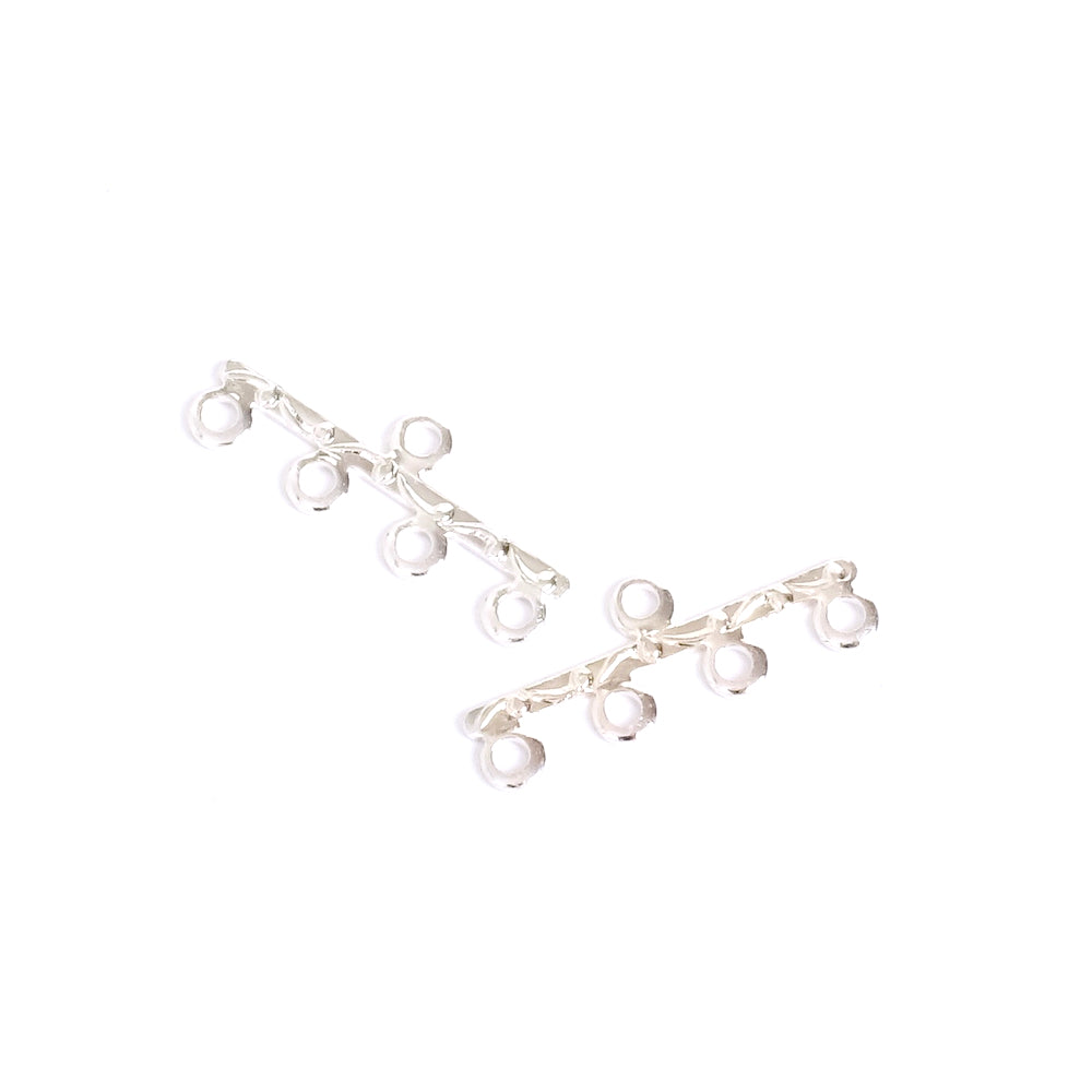 4 multi-strand 4-ring connectors in 925 silver-plated brass Premium