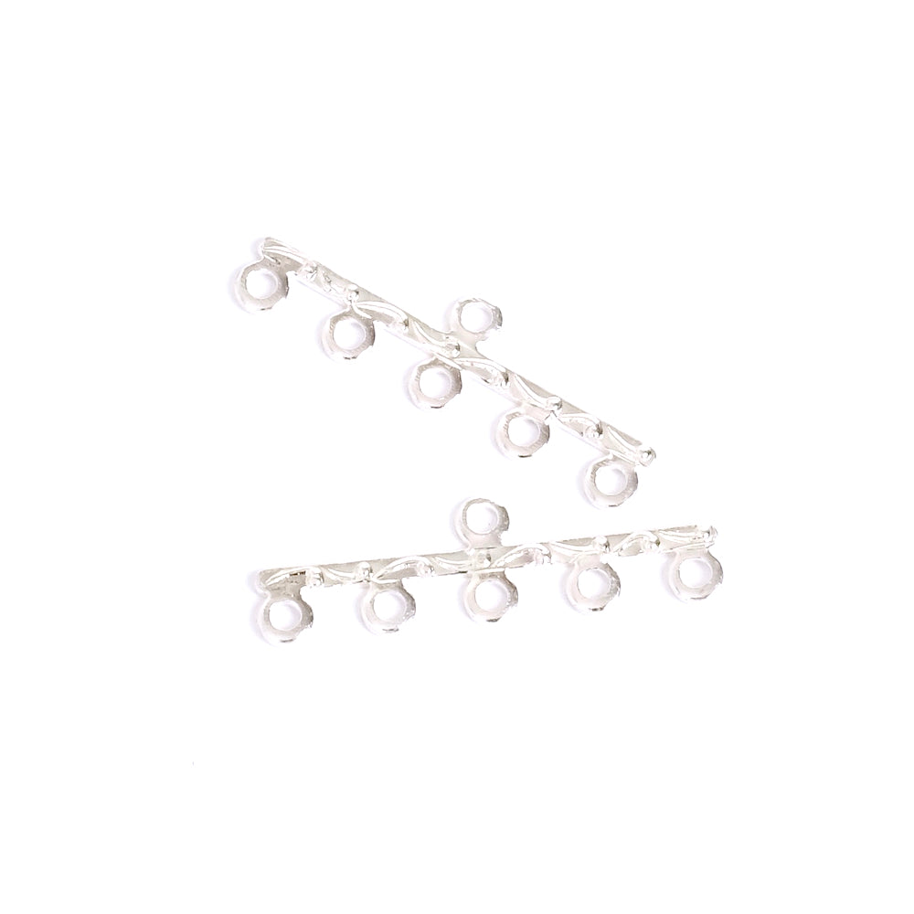 4 multi-strand 5-ring connectors in 925 silver-plated brass Premium