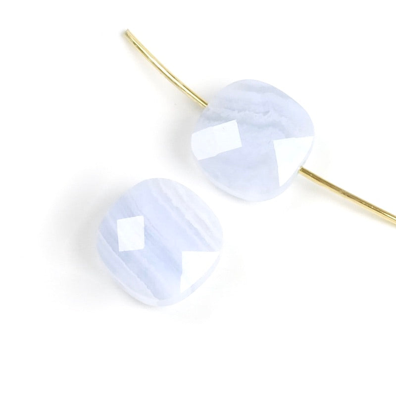 Natural 10mm square cushion cut Agate blue lace bead