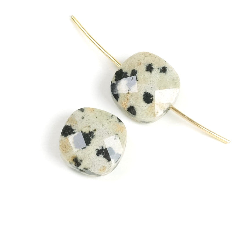 Natural Dalmatian Jasper 10mm square cushion cut bead
