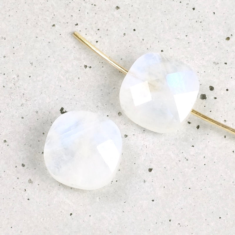 Natural 10mm square cushion cut moonstone bead 