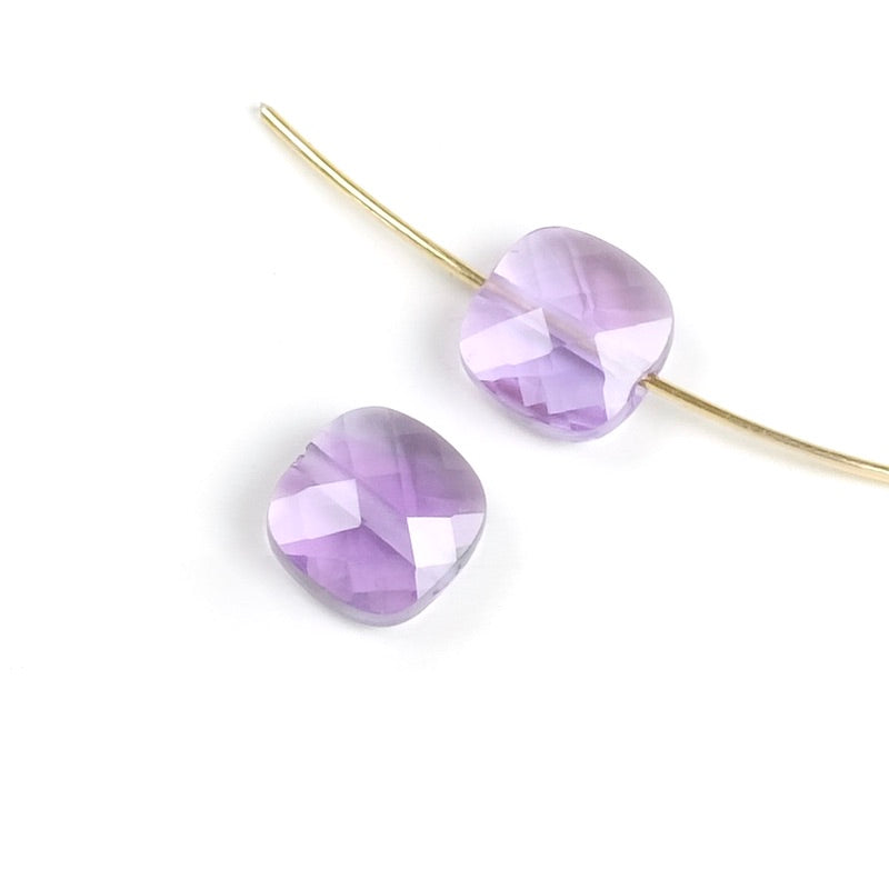 Natural 8mm cushion cut Amethyst bead