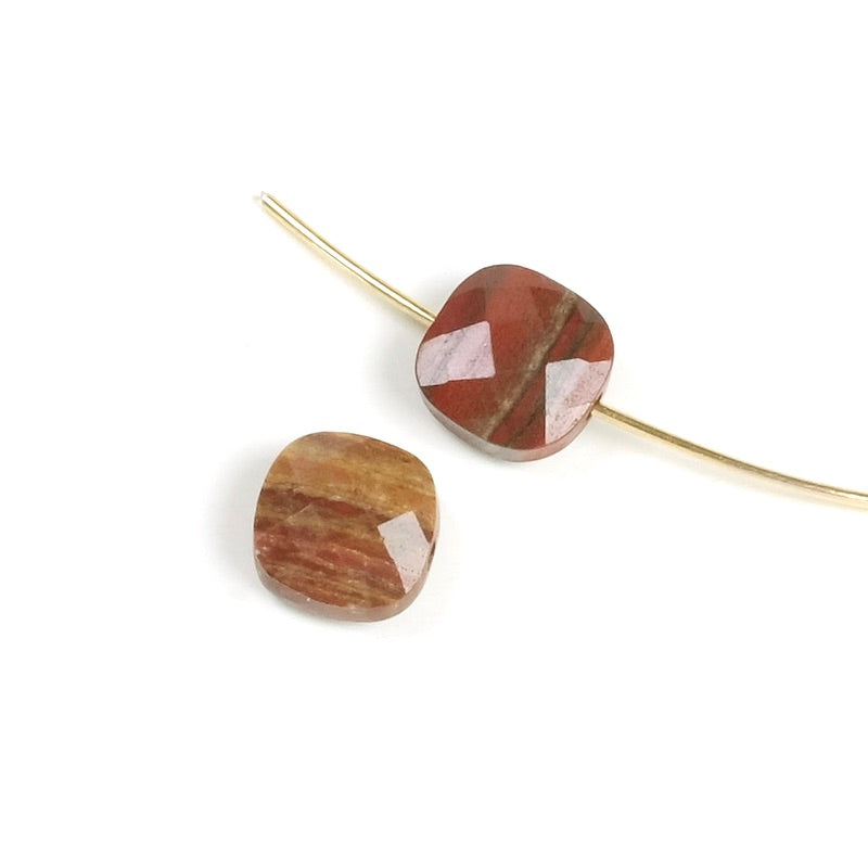 Natural 8mm square cushion cut red Jasper bead