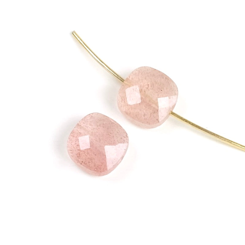 Natural 8mm square cushion cut Quartz strawberry bead
