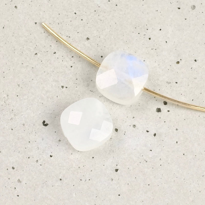 Natural 8mm square cushion cut Moonstone bead