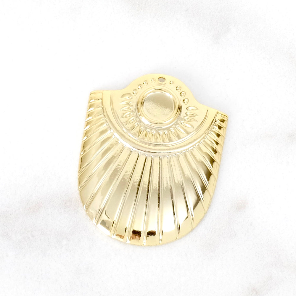 Oval Ethnic Pendant in 24K Fine Gold Gilded Brass