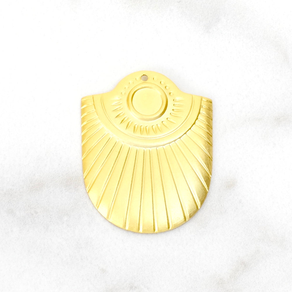 Matte Oval Ethnic Pendant in 24K Fine Gold Gilded Brass
