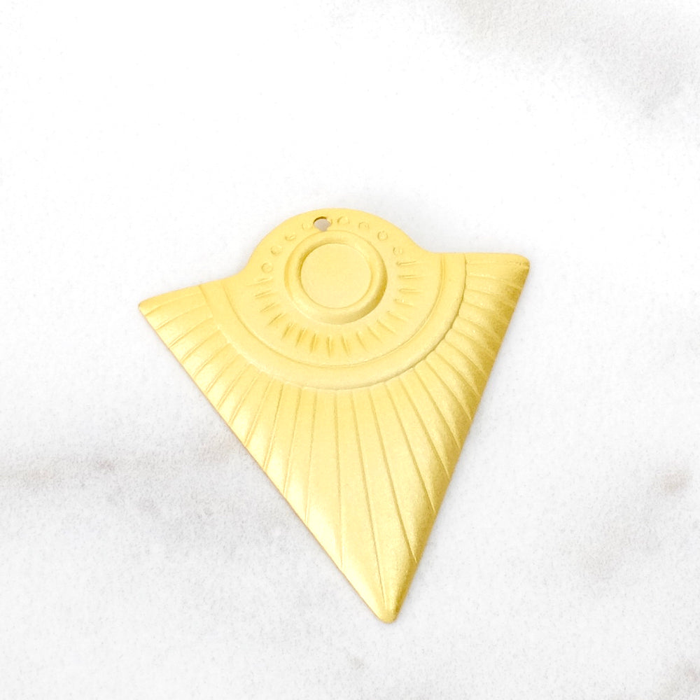 Matte Triangle Ethnic Pendant in 24K Fine Gold Gilded Brass