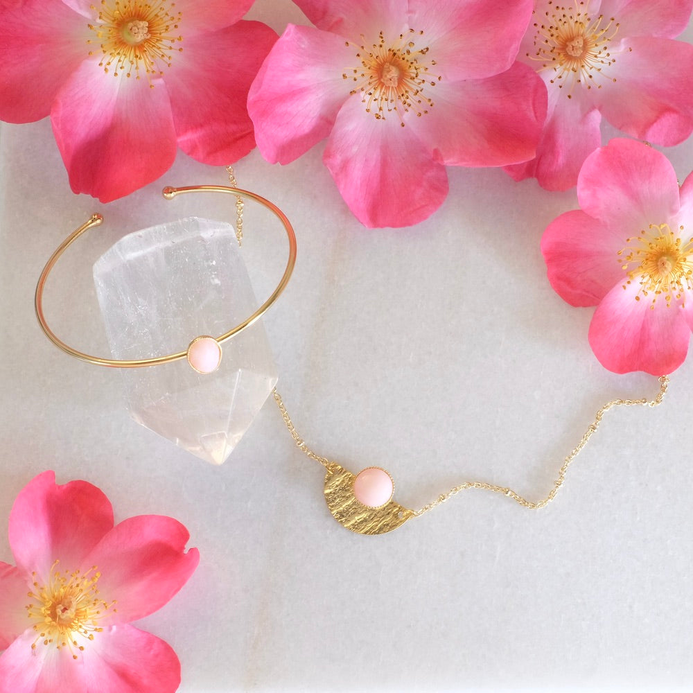 Bangle bracelet base for 6x8mm Cabochon in 24K Gold plated brass