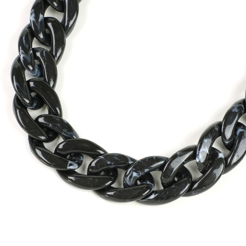Black Acetate XL Link Chain - 45cm Length