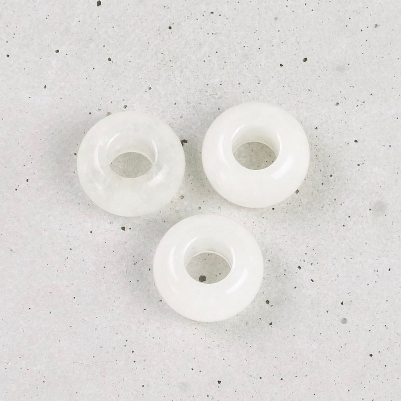 Natural 14mm donut-shaped Quartz Crystal bead