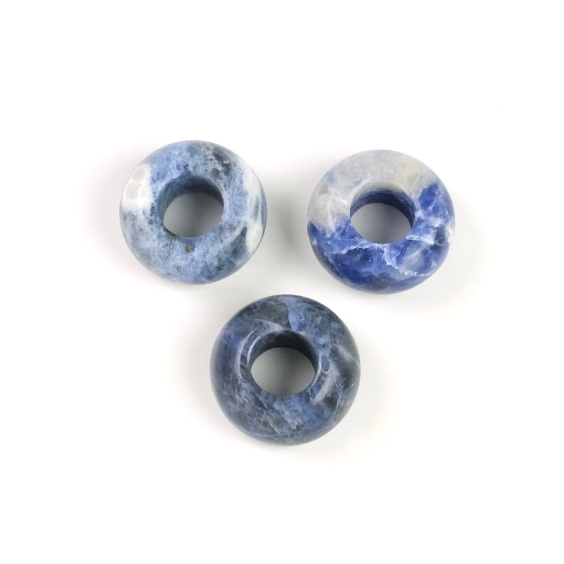 Natural 14mm donut-shaped Sodalite bead