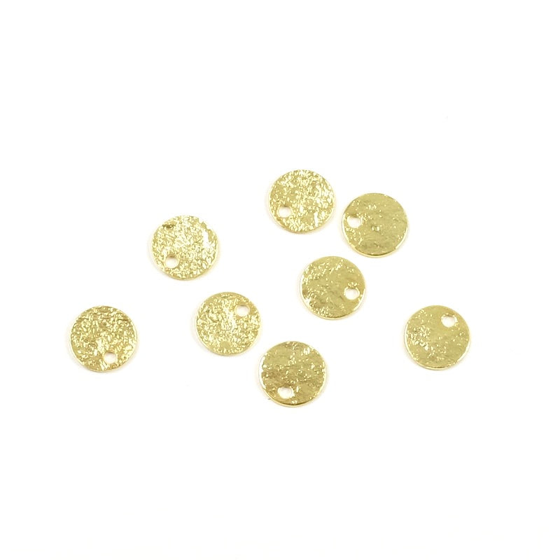 4 Pendants 6mm Granite texture in 24K gold-plated brass
