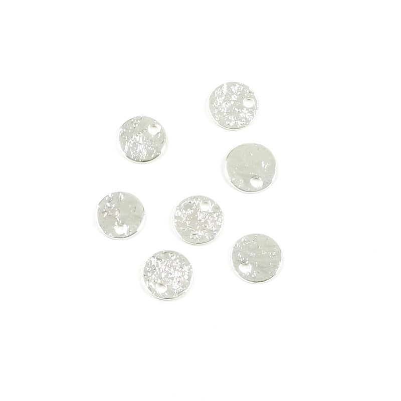 4 Pendants 6mm Granite texture in Silver plated brass 925 Premium