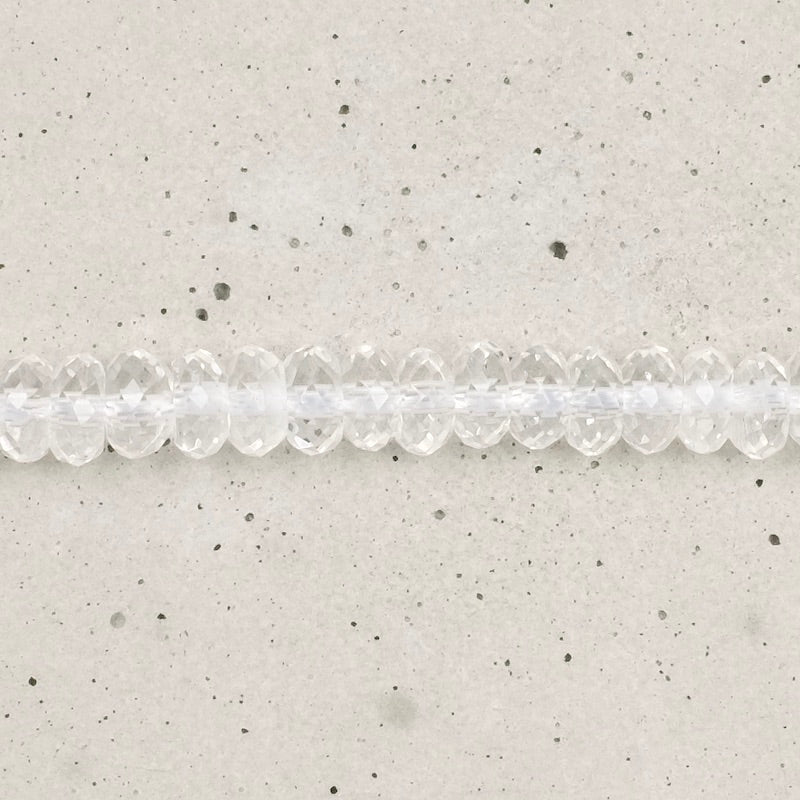 10 Natural quartz crystal faceted donut beads 3.4 x 6mm