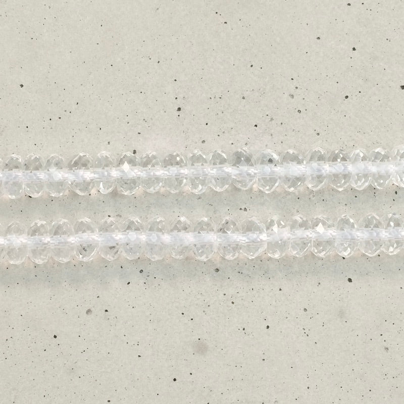 10 Natural quartz crystal faceted donut beads 3.4 x 6mm