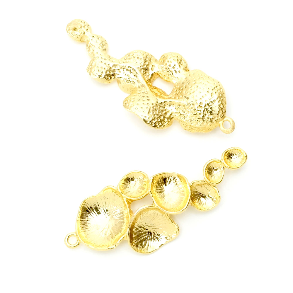 24K Gold Plated Brass Coral Pendant