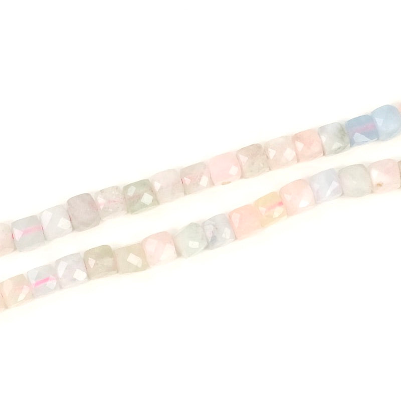 10 pastel Morganite 4mm cube beads