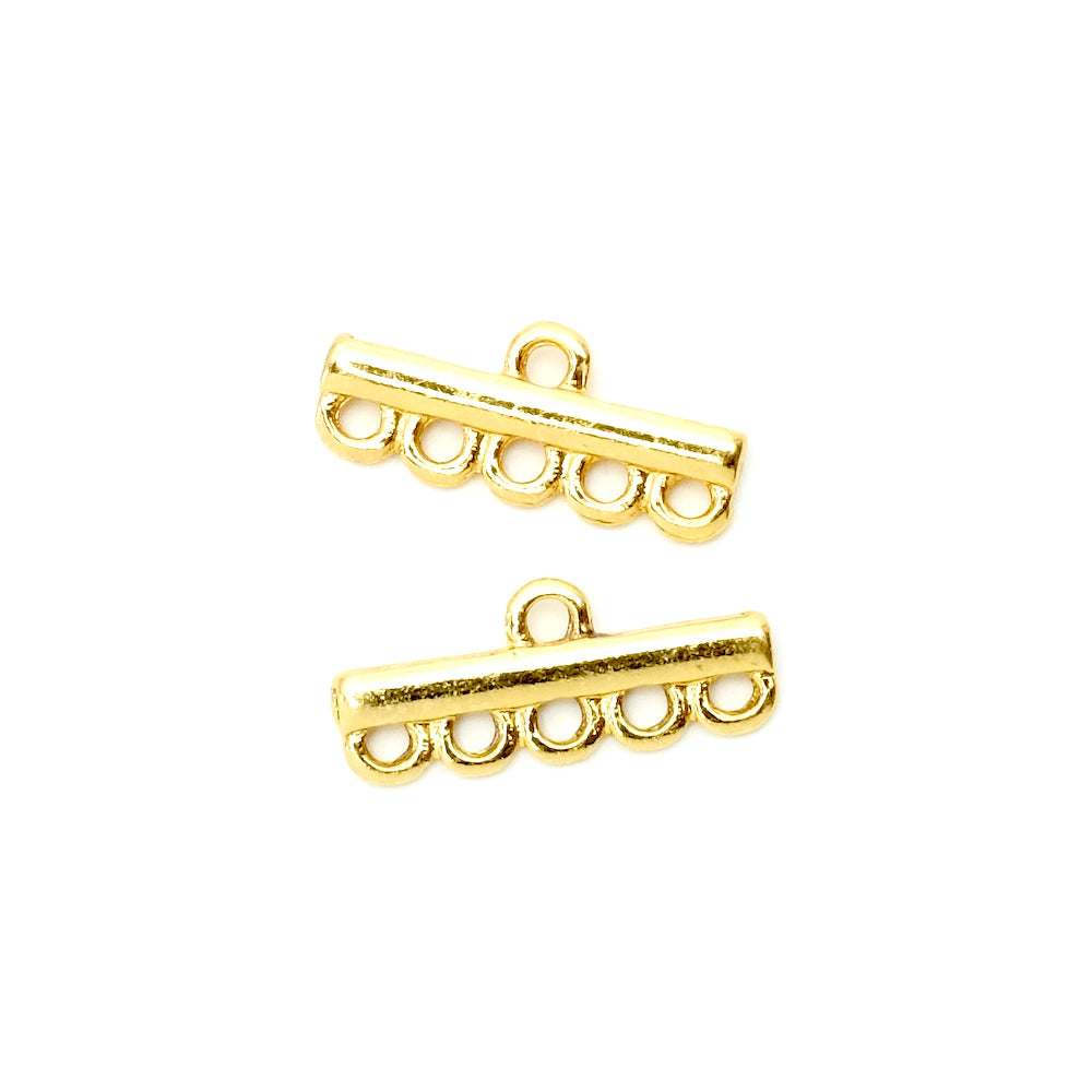2 Multi-Strand 5-Ring Connectors in gold-plated 24K brass