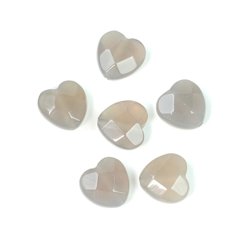 4 natural Smoky Quartz heart beads