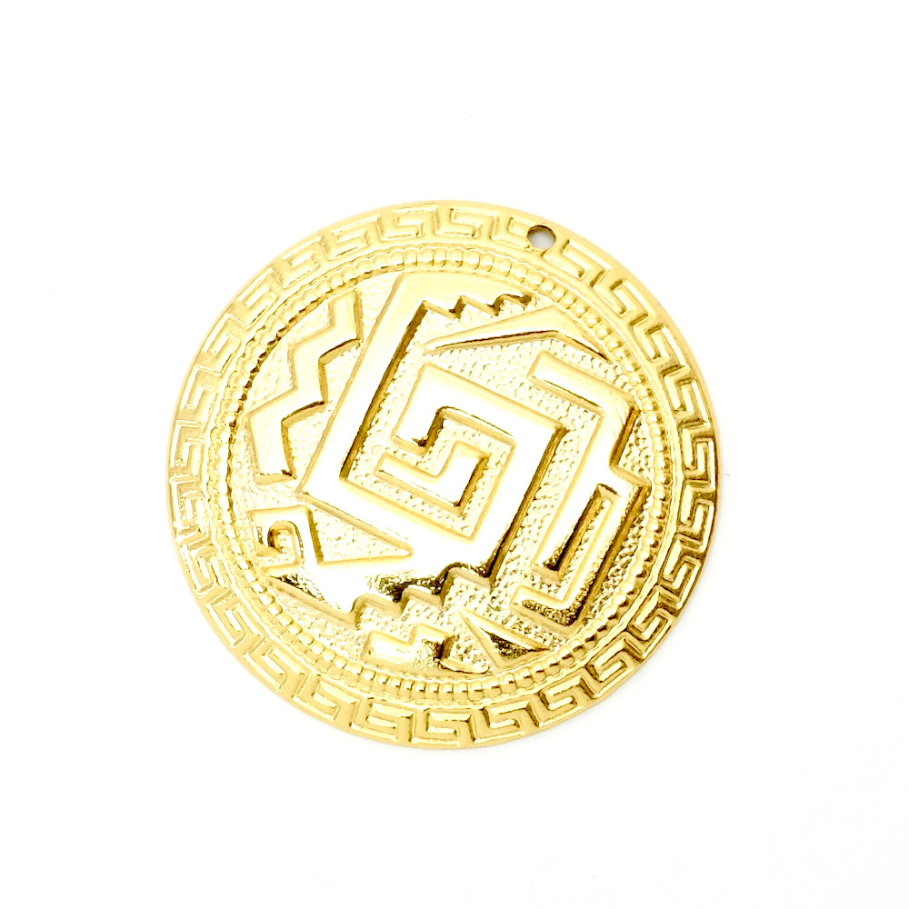 Aztec pendant in 24K gold-plated brass