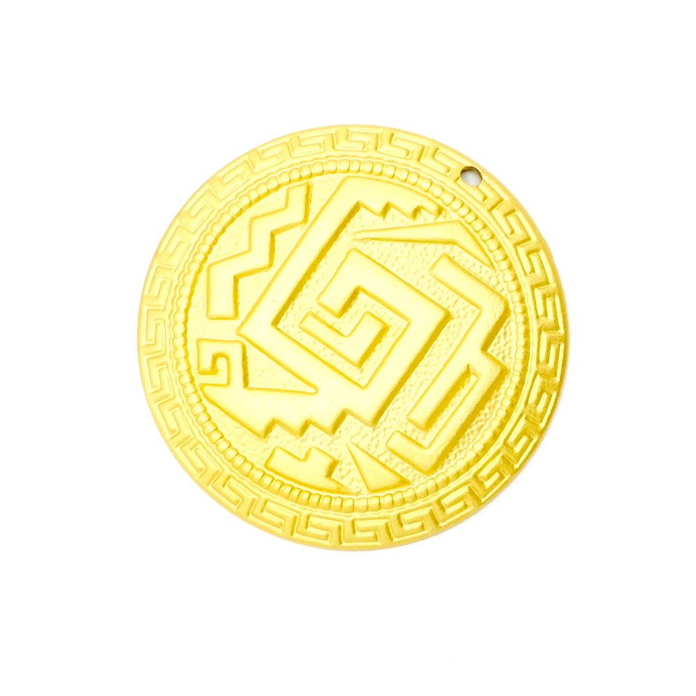 Aztec pendant in matte 24K gold-plated brass