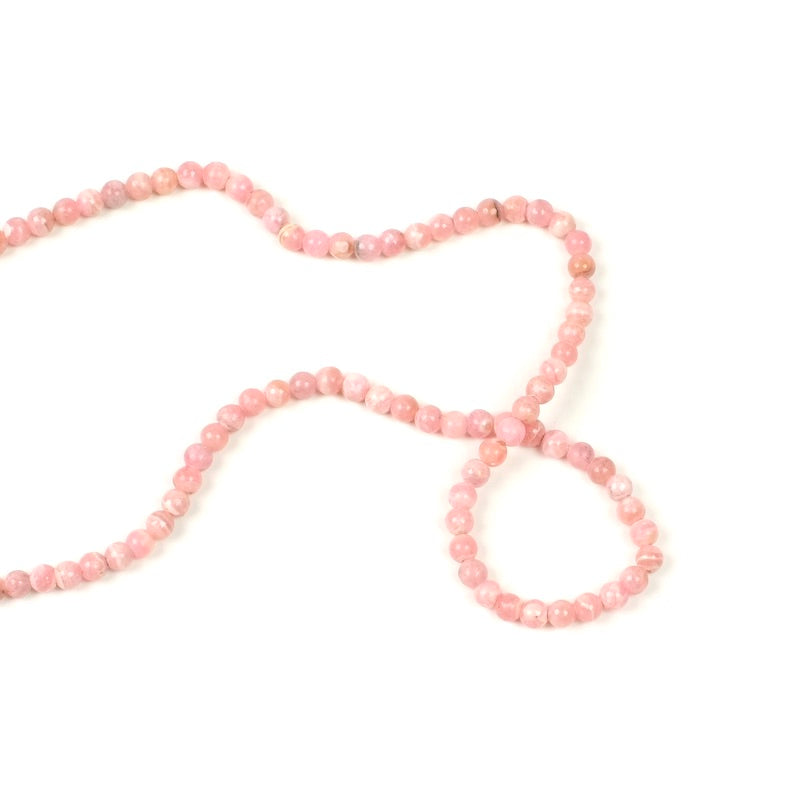 Strand of natural 4mm round Rhodochrosite beads