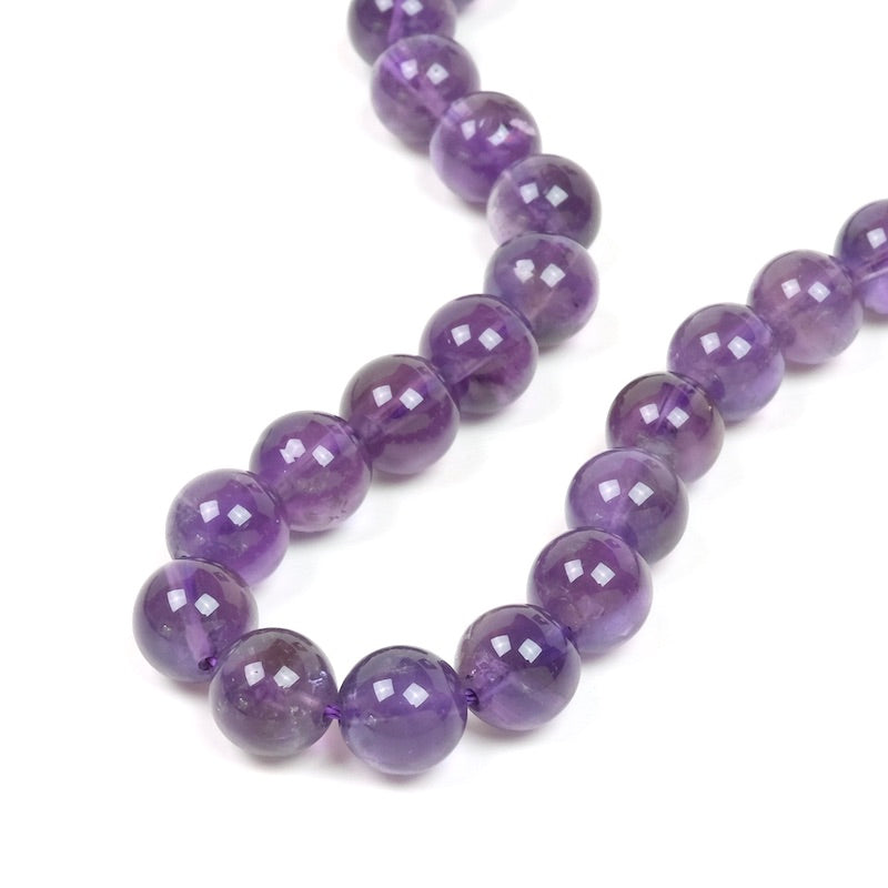 37cm strand of natural round 8mm Amethyst beads