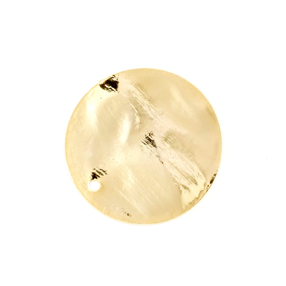25mm Hammered Pendant in 24K Gold Plated Brass