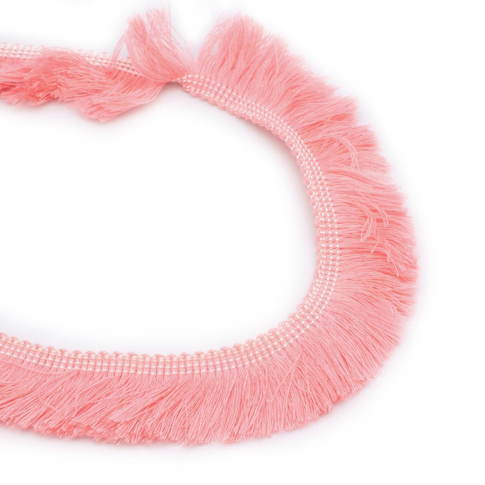50cm of fringed ribbon for DIY creation, Coral Pink 