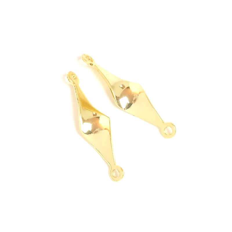 2 Twisted Losange connectors in 24K gold-plated brass