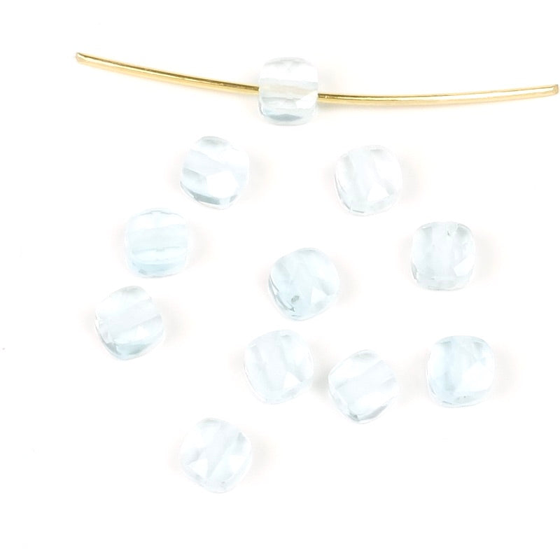 Light Blue Topaz 4mm Square Cushion Cut Natural Pearl
