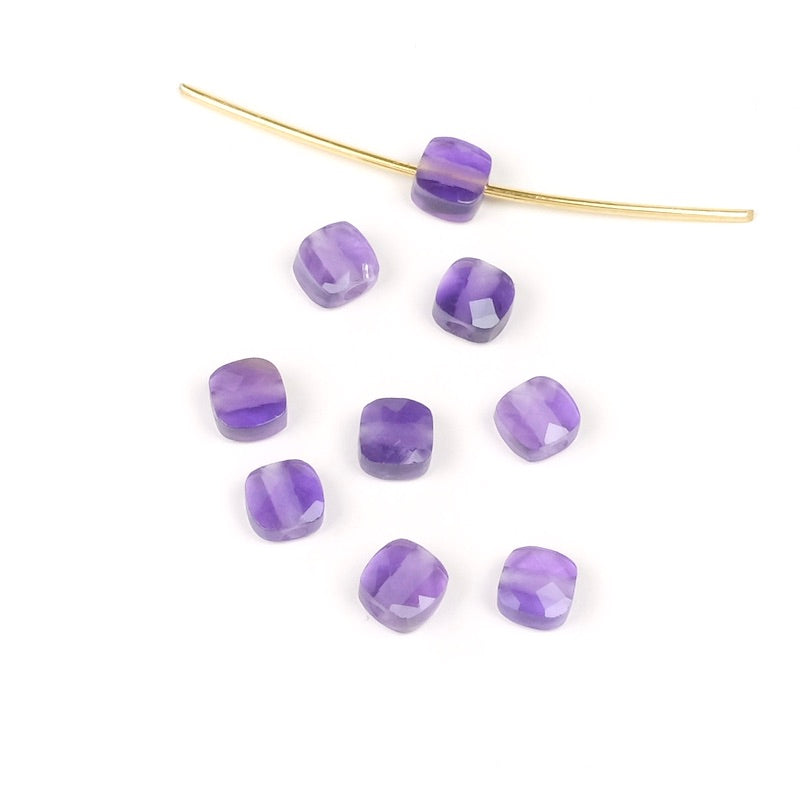 Natural Amethyst 4mm Cushion Cut Pearl