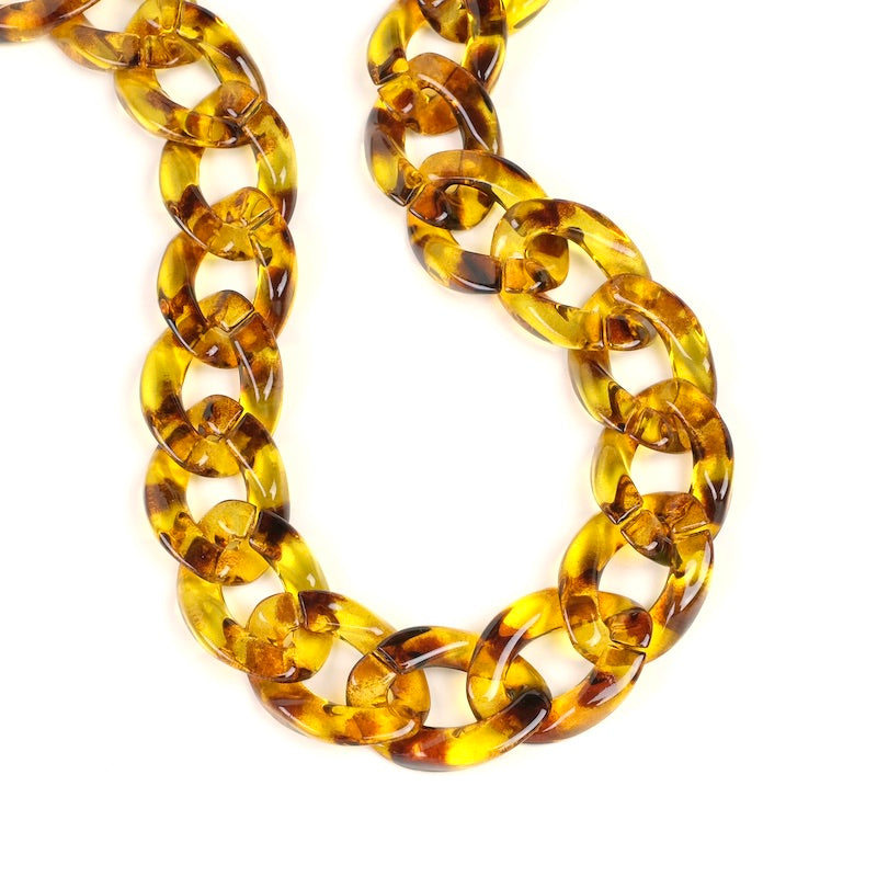 Leopard Print Acetate Link Chain - 45cm Length