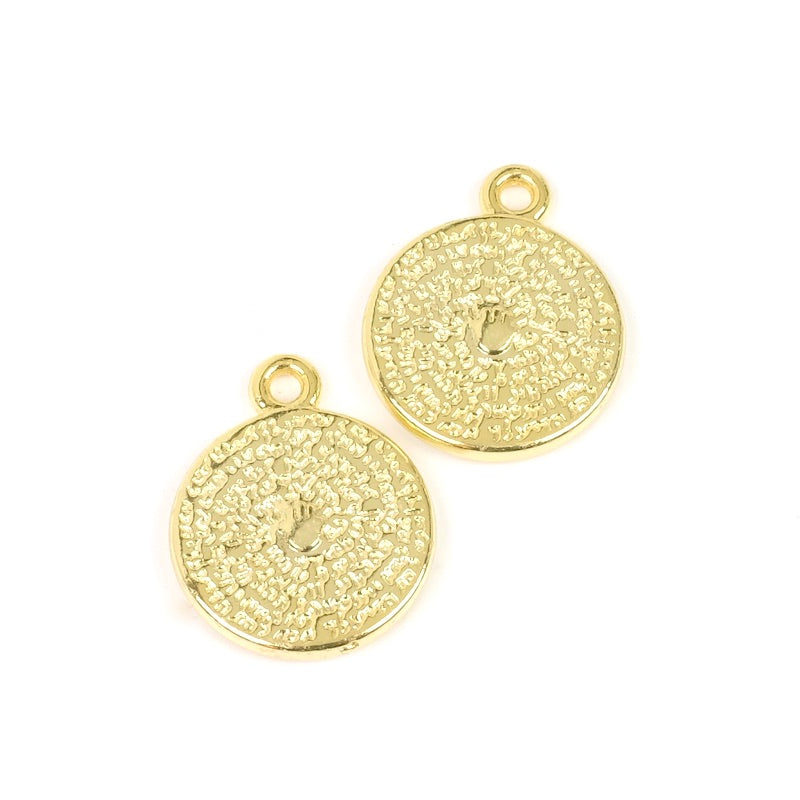 2 Talisman pendants in 24K gold-plated brass