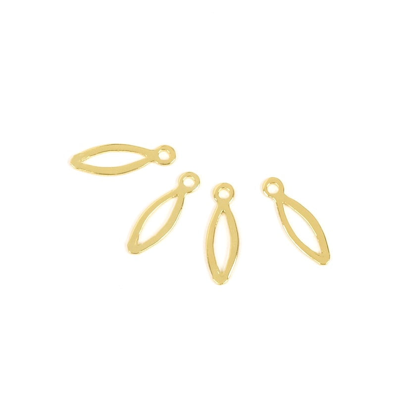 4 openwork shuttle pendants in 24K gold-plated brass