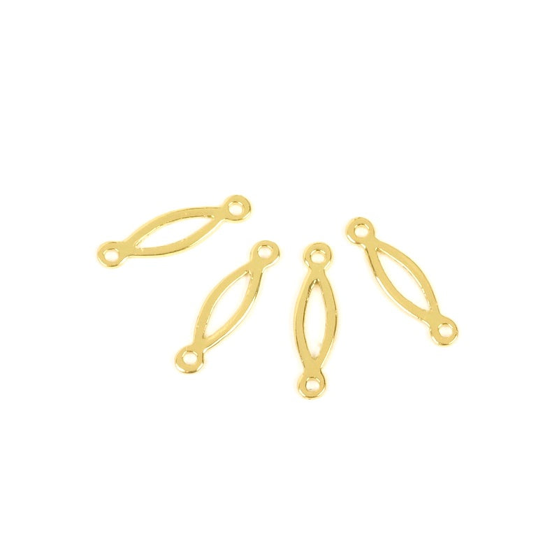 4 openwork shuttle connectors in 24K gold-plated brass