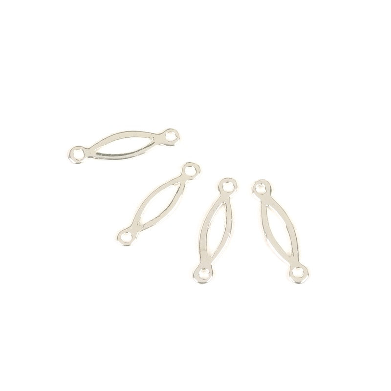 4 Premium 925 silver-plated brass openwork shuttle connectors