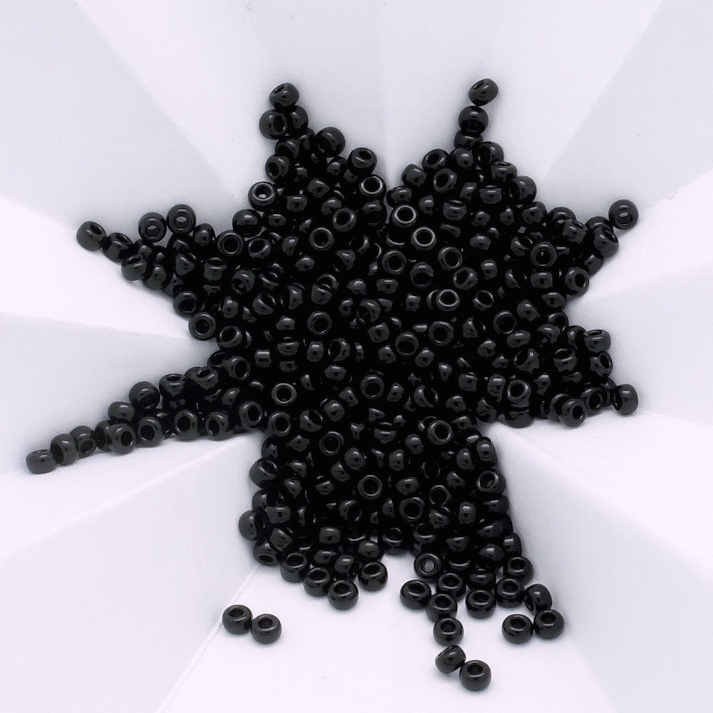 8 grams of Miyuki Rocailles 11/0 beads, Black No. 401