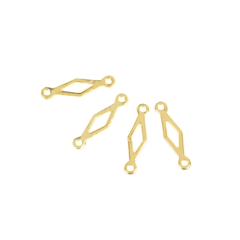 4 openwork diamond connectors in 24K gold-plated brass