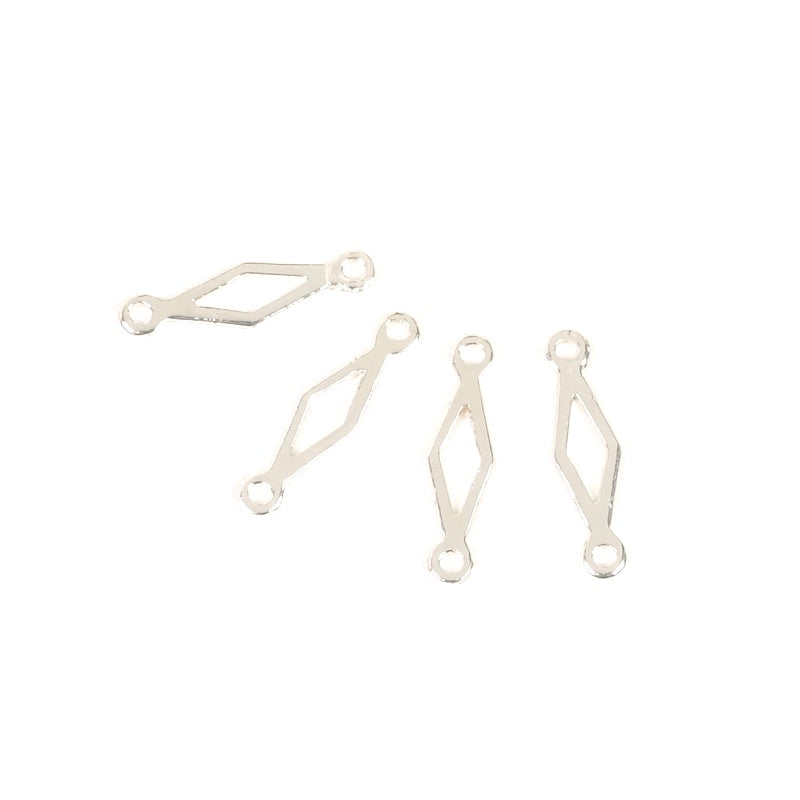 4 silver 925 Premium brass openwork diamond connectors