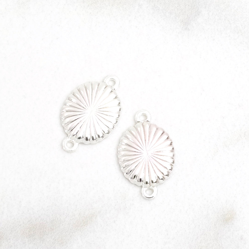 2 Wavy Oval connectors in 925 Sterling Silver plated brass Premium