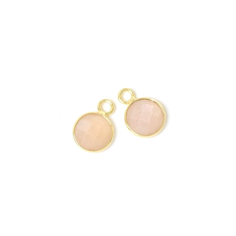 Feldspar Moonstone 8mm pendant set in 24K gold-plated brass