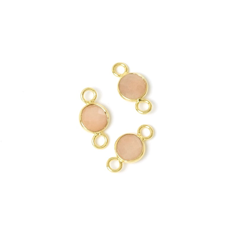 6mm Feldspar Moonstone Connector in 24K Gold Gilded Brass
