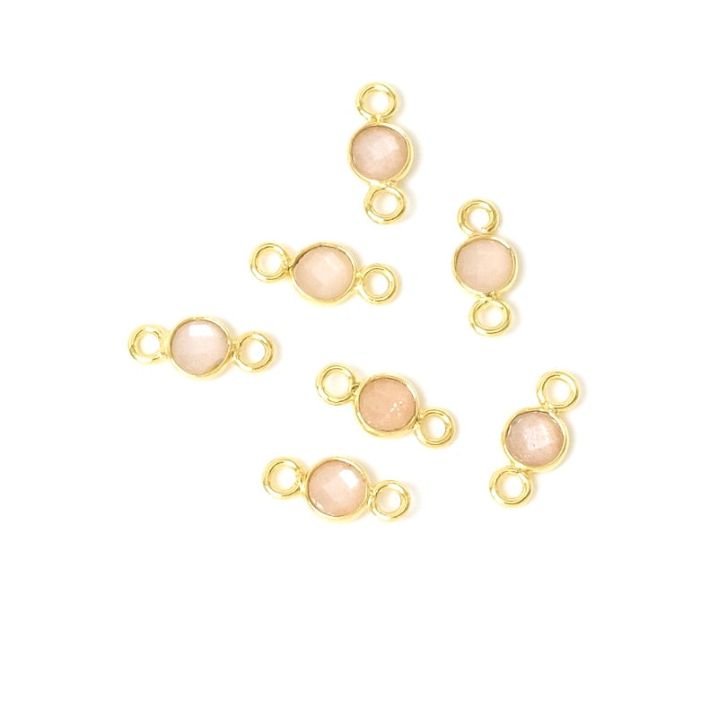 4mm Feldspar Moonstone Connector in 24K Gold Gilt Brass