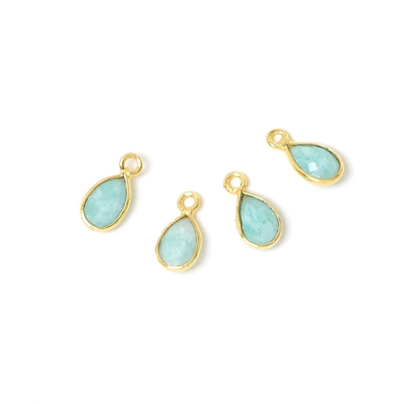Amazonite drop pendant with 24K gold plated brass setting