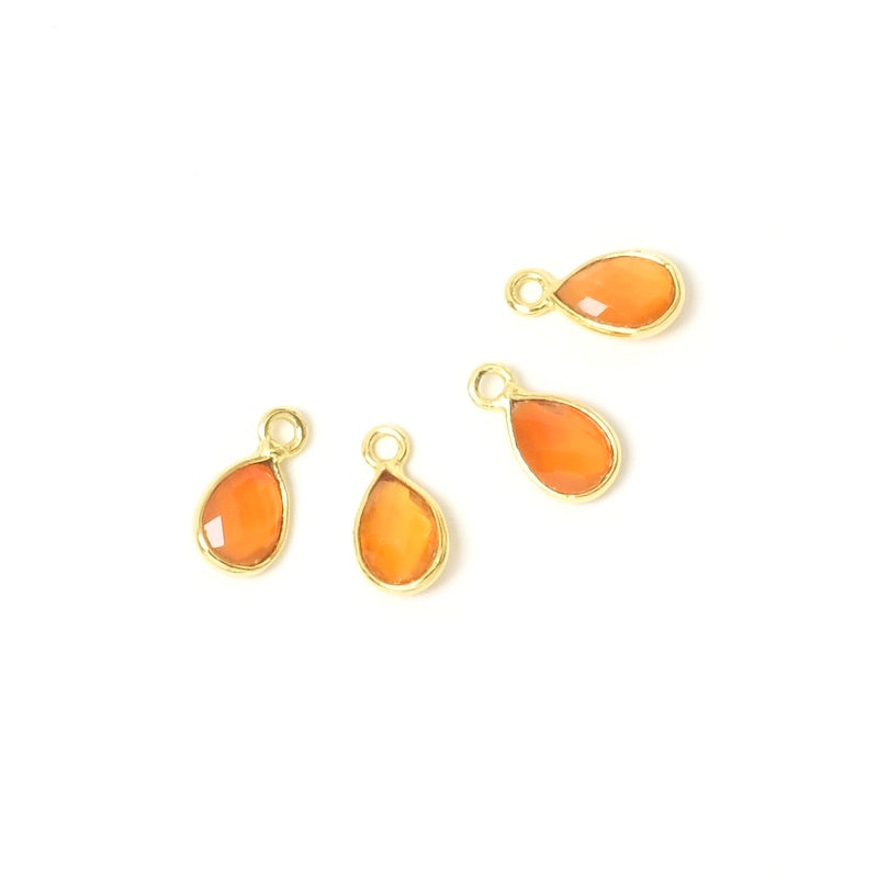 Carnelian drop pendant with 24K gold plated brass setting